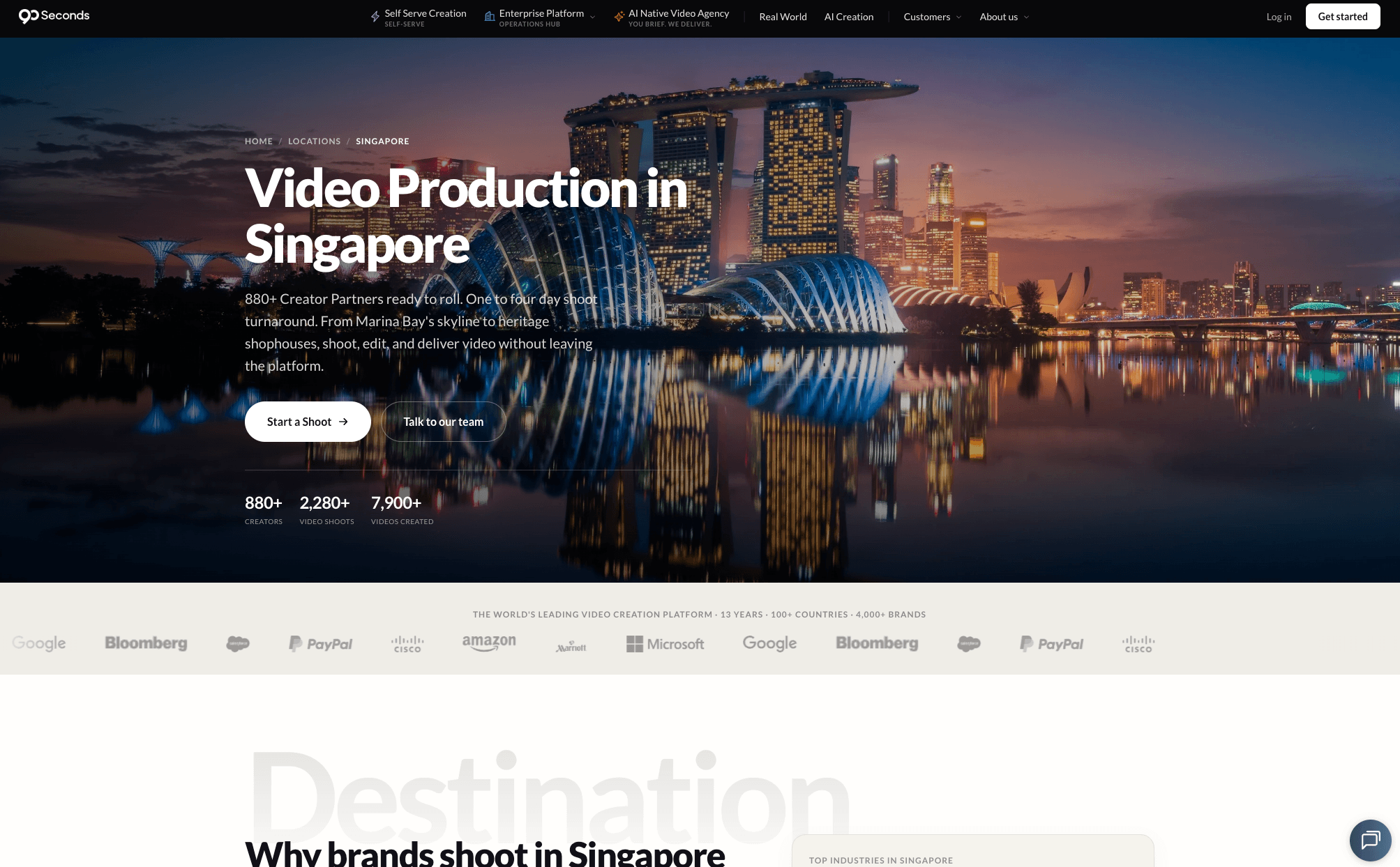 The 90 Seconds Singapore location page.